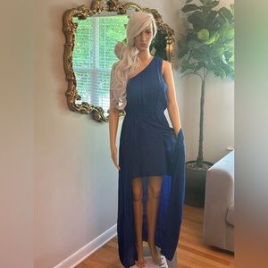 Athleta Bright Blue UG Asymmetrical layered dress
